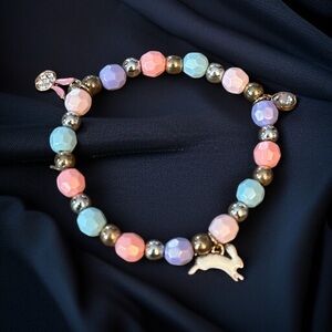 Multicolor Easter bead charm stretch bracelet